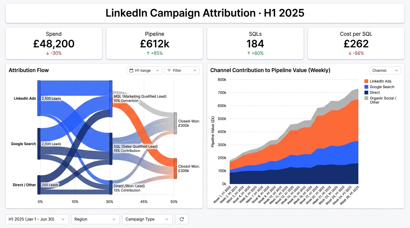 LinkedIn attribution dashboard