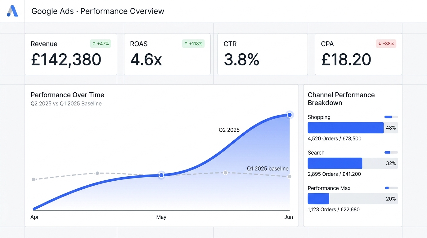 Google Ads performance dashboard
